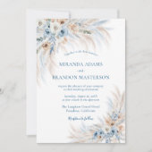 Elegant Romantic Blue Floral Boho Wedding Kaart (Voorkant)