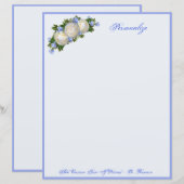 Elegant & Romantic Blue Floral White Roses (Voorkant / Achterkant)