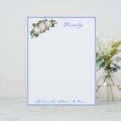 Elegant & Romantic Blue Floral White Roses (Staand voorkant)