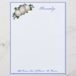 Elegant & Romantic Blue Floral White Roses