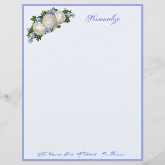 Elegant & Romantic Blue Floral White Roses (Voorkant)