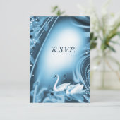 Elegant Romantic Blue Swan Love Weddenschap RSVP (Staand voorkant)