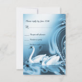 Elegant Romantic Blue Swan Love Weddenschap RSVP (Achterkant)