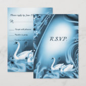 Elegant Romantic Blue Swan Love Weddenschap RSVP (Voorkant / Achterkant)