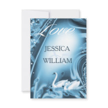 Elegant Romantic Blue Swan Love Weddenschap RSVP