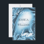 Elegant Romantic Blue Swan Love Weddenschap RSVP<br><div class="desc">Ontworpen voor je zwanenthema bruiloft/jubileum of een andere gelegenheid/gebeurtenis. Elegant, romantisch en eenvoudig aan te passen. Gelieve te personaliseren het met uw eigen tekst of de knoop "aanpast het"om naar het ontwerphulpmiddel te gaan waar u tekst kunt toevoegen, de doopvont, de tekstgrootte, de tekstkleur, tekst het plaatsen en meer veranderen....</div>