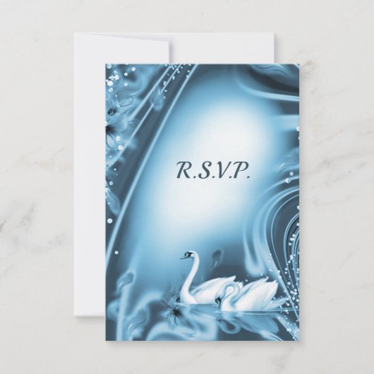 Elegant Romantic Blue Swan Love Weddenschap RSVP Kaartje (Voorkant)