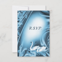 Elegant Romantic Blue Swan Love Weddenschap RSVP Kaartje