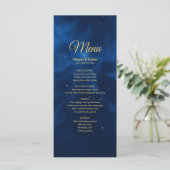 Elegant Romantic Blue Universe Menu (Staand voorkant)
