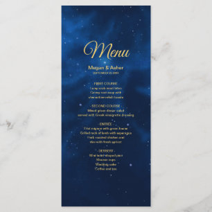 Elegant Romantic Blue Universe Menu