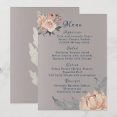 Elegant Romantic Blush Gray Coral Floral Wedding Menu (Voorkant / Achterkant)
