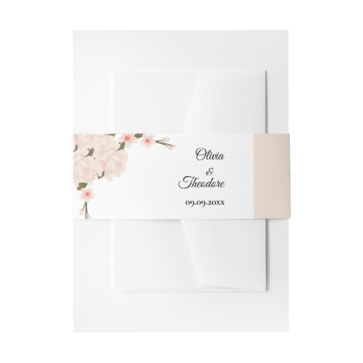 Elegant Romantic Blush Pink Floral Blossom Uitnodigingen Wikkel (Voorkant Voorbeeld)