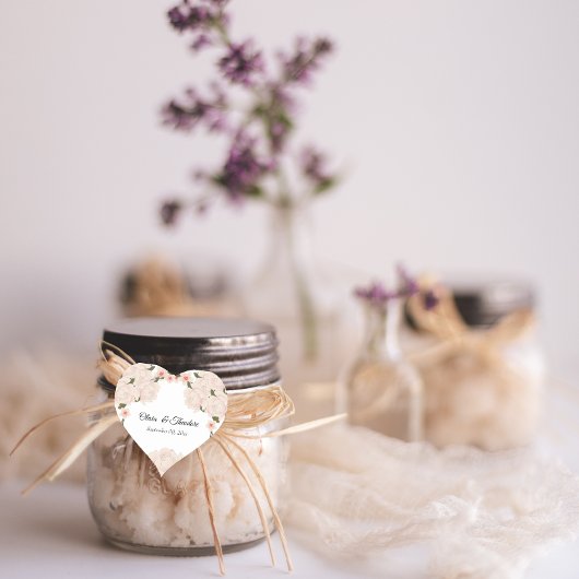 Elegant Romantic Blush Pink Floral Blossom Wedding Hart Sticker