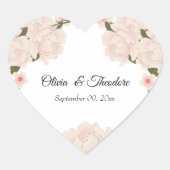 Elegant Romantic Blush Pink Floral Blossom Wedding Hart Sticker (Voorkant)