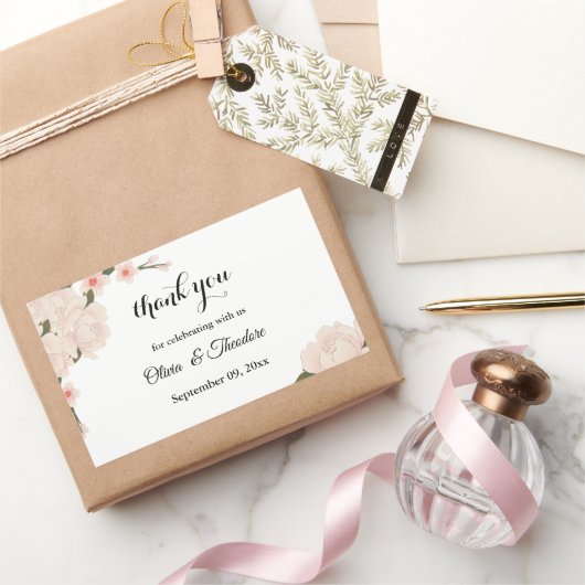 Elegant Romantic Blush Pink Floral Blossom Wedding Rechthoekige Sticker (Geschenken)