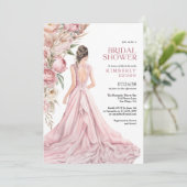 Elegant Romantic Blush Roses Floral Bridal Shower Kaart (Staand voorkant)