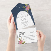 Elegant Romantic Boho Waterverf Floral All In One Uitnodiging (Afscheurbaar)