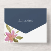 Elegant Romantic Boho Waterverf Floral All In One Uitnodiging (Achterkant)