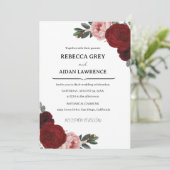 Elegant Romantic Botanical Burgundy Floral wedding Kaart (Staand voorkant)