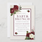 Elegant Romantic Burgundy Floral Baby shower Kaart (Voorkant)
