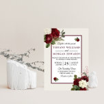 Elegant Romantic Burgundy Floral Wedding Invite Kaart<br><div class="desc">Elegant Marsala Burgundy Floral Wedding Invite Beauful White en Burgundy Red Roses Geschikt voor alle seizoenen</div>