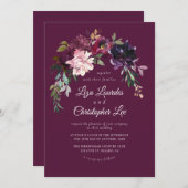 Elegant Romantic Burgundy Floral Wedding Kaart (Voorkant / Achterkant)