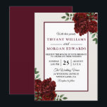 Elegant Romantic Burgundy Rozen Wedding Invite Kaart<br><div class="desc">Elegant Romantic Burgundy Rozen Wedding Invite Beauful White en Burgundy Red Roses Geschikt voor alle seizoenen</div>