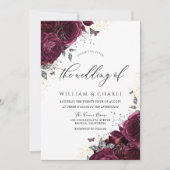 Elegant Romantic Burgundy Rozen Wedding Kaart (Voorkant)