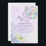 Elegant Romantic Butterfly Flowers 21st Birthday Kaart<br><div class="desc">21e verjaardag van de trieste vlinderbloem</div>