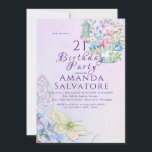 Elegant Romantic Butterfly Flowers 21st Birthday Kaart<br><div class="desc">21e verjaardag van de trieste vlinderbloem</div>