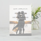 Elegant Romantic Calligraphic Photo Wedding Kaart (Staand voorkant)