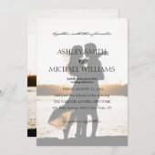 Elegant Romantic Calligraphic Photo Wedding Kaart (Voorkant / Achterkant)