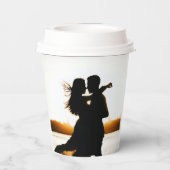 Elegant Romantic Calligraphic Photo Wedding Papieren Bekers (Achterkant)