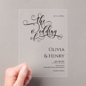 Elegant Romantic Calligraphy Script Wedding Acryl Uitnodigingen (Insitu (Draagbaar))