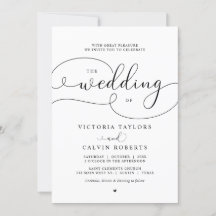 Elegant Romantic Calligraphy Script Wedding Invita
