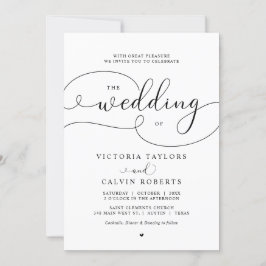 Elegant Romantic Calligraphy Script Wedding Invita Kaart