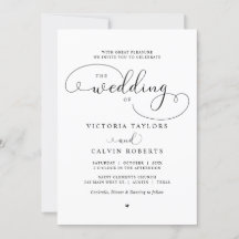 Elegant Romantic Calligraphy Script Wedding Invita