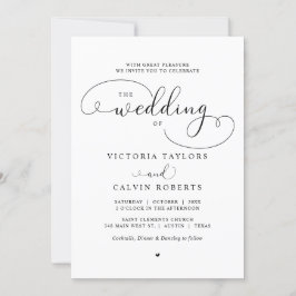 Elegant Romantic Calligraphy Script Wedding Invita Kaart
