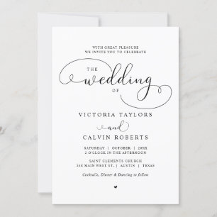Elegant Romantic Calligraphy Script Wedding Invita Kaart