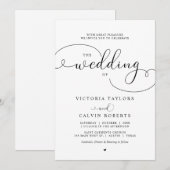 Elegant Romantic Calligraphy Script Wedding Kaart (Voorkant / Achterkant)