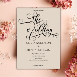 Elegant Romantic Calligraphy Script Wedding Kaart