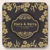 Elegant romantic champagne gold  floral wedding  bier onderzetter (Voorkant)