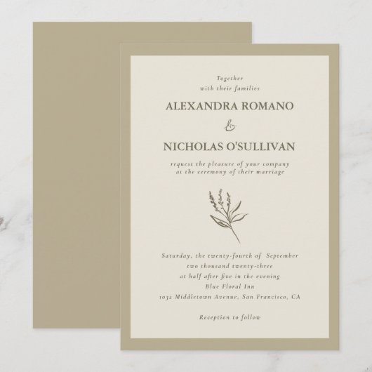 Elegant Romantic Champagne Palette Wedding Kaart (Voorkant / Achterkant)