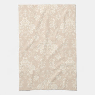 Elegant Romantic Chic Floral Damask-Cream Theedoek