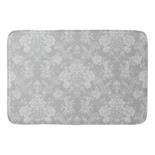 Elegant Romantic Chic Floral Damask-Grey Badmat