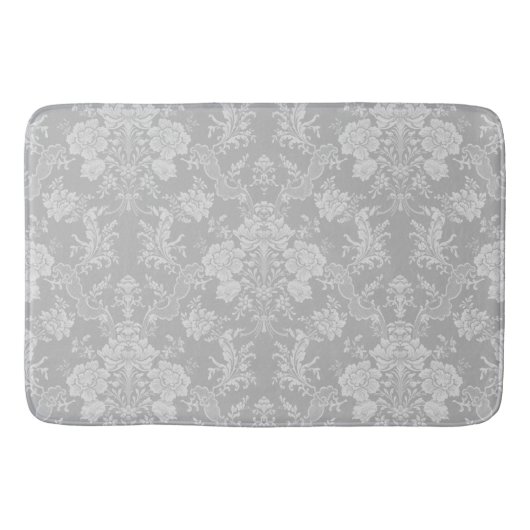 Elegant Romantic Chic Floral Damask-Grey Badmat (Voorkant)