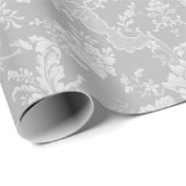 Elegant Romantic Chic Floral Damask-Grey Cadeaupapier (Rol Hoek)