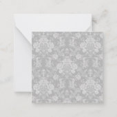 Elegant Romantic Chic Floral Damask-Grey Notitiekaartje (Achterkant)