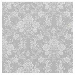 Elegant Romantic Chic Floral Damask-Grey Stof
