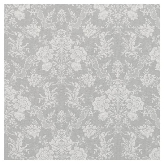 Elegant Romantic Chic Floral Damask-Grey Stof (Close Up)